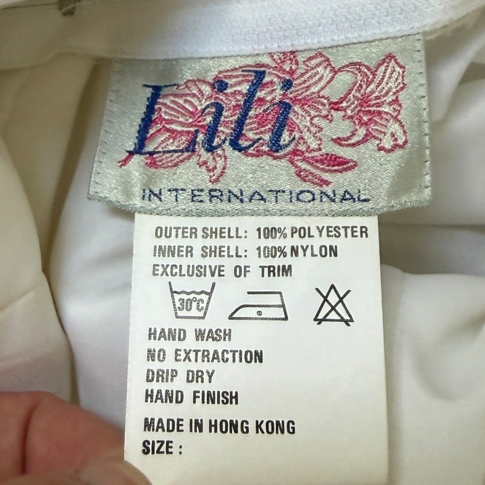 Vintage Lili International 80s Wedding Dress Satin Lace Puff Sleeve Back Bow - Picture 16 of 16